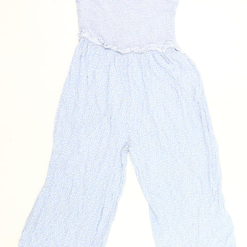 Marks and Spencer Girls Blue Floral Off Shoulder Jumpsuit Age 10-11 Years