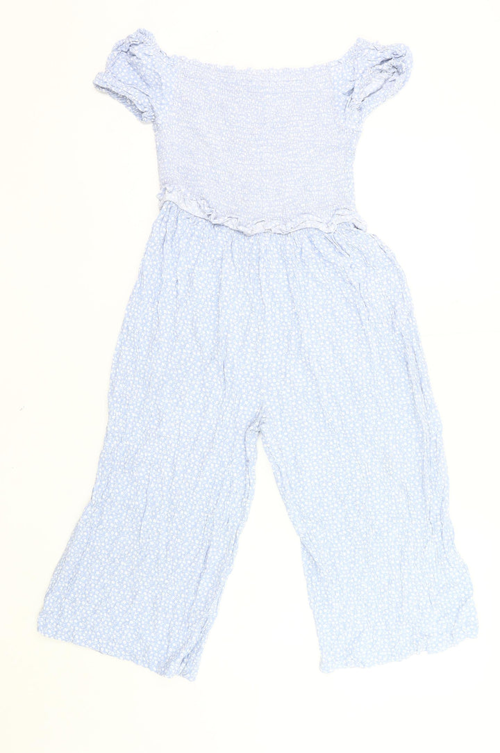 Marks and Spencer Girls Blue Floral Off Shoulder Jumpsuit Age 10-11 Years