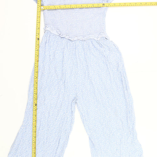 Marks and Spencer Girls Blue Floral Off Shoulder Jumpsuit Age 10-11 Years