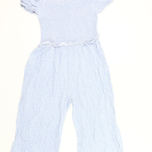 Marks and Spencer Girls Blue Floral Off Shoulder Jumpsuit Age 10-11 Years