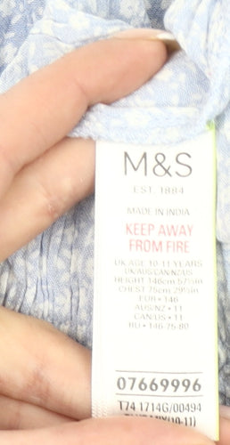 Marks and Spencer Girls Blue Floral Off Shoulder Jumpsuit Age 10-11 Years