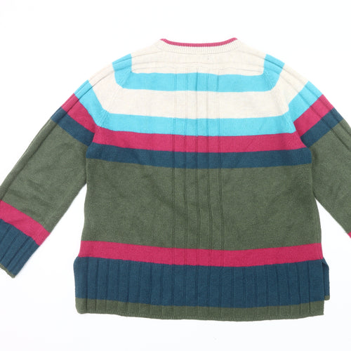 Next Womens Striped Crew Neck Jumper L Green Blue Pink Knitwear