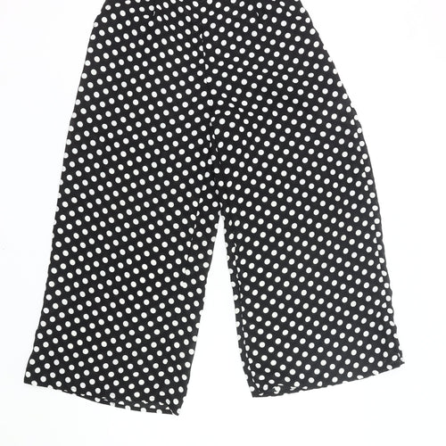 Primark Womens Black Polka Dot Wide-Leg Trousers Size 6