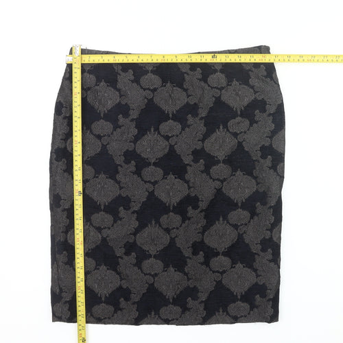 Jigsaw Women’s Black Jacquard Pencil Skirt Size 12 Workwear