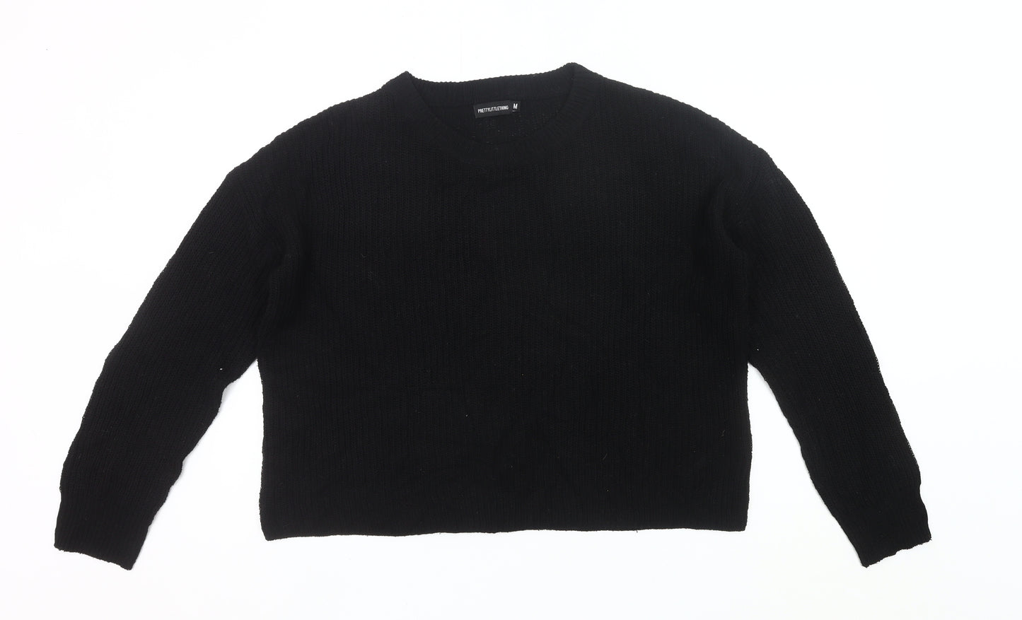 PrettyLittleThing Women's Black Chunky Knit Pullover Jumper Size M