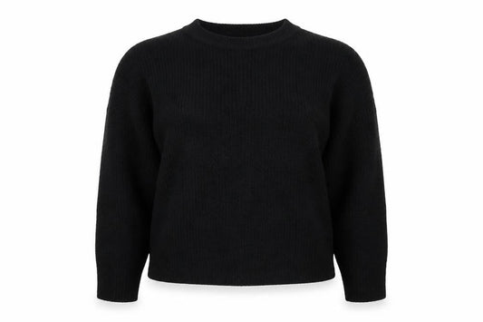 Front view of PRETTYLITTLETHING Women's Black Chunky Knit jumper, size M