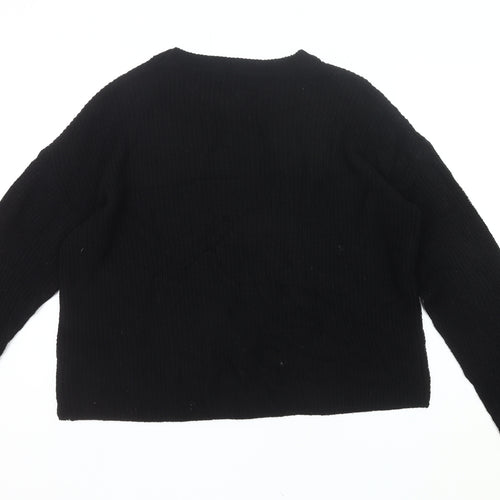 PrettyLittleThing Women's Black Chunky Knit Pullover Jumper Size M