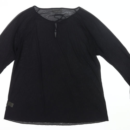 Ann Harvey Women Black Plus Size 22 Sheer Tunic Blouse