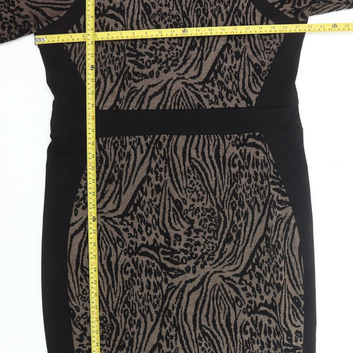 Papaya Weekend Womens Brown Black Animal Print Bodycon Dress Size 20