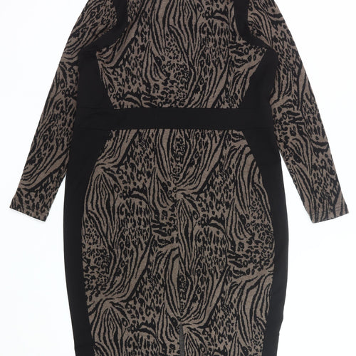 Papaya Weekend Womens Brown Black Animal Print Bodycon Dress Size 20