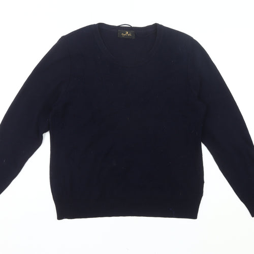 Eugen Klein Women Blue Size 14 Pullover Round Neck Knit Jumper