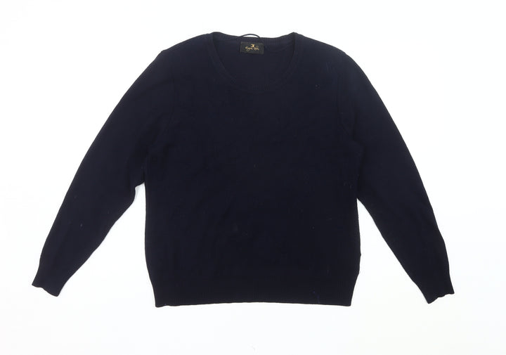 Eugen Klein Women Blue Size 14 Pullover Round Neck Knit Jumper