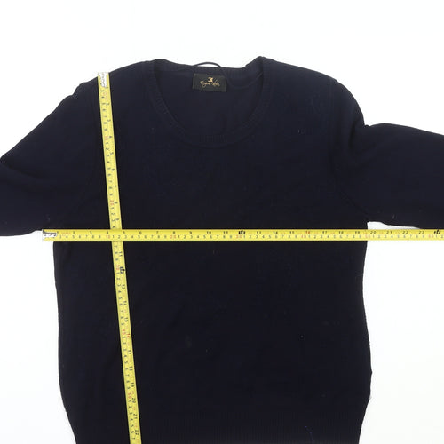 Eugen Klein Women Blue Size 14 Pullover Round Neck Knit Jumper