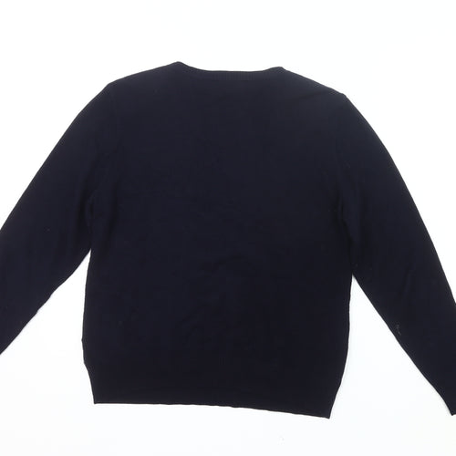 Eugen Klein Women Blue Size 14 Pullover Round Neck Knit Jumper
