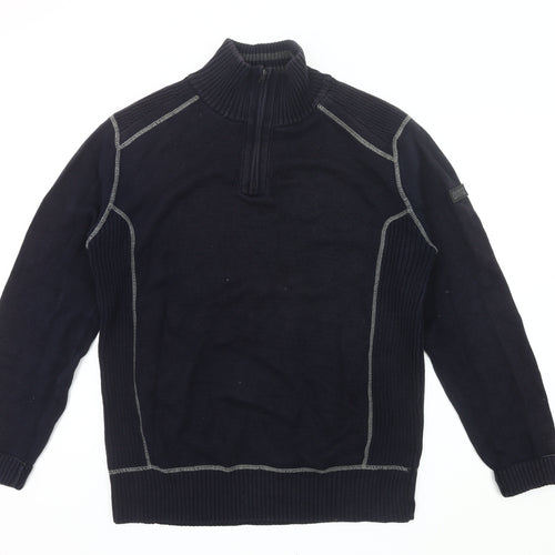 Next Mens Black High Neck 1/4 Zip Pullover Jumper Size L