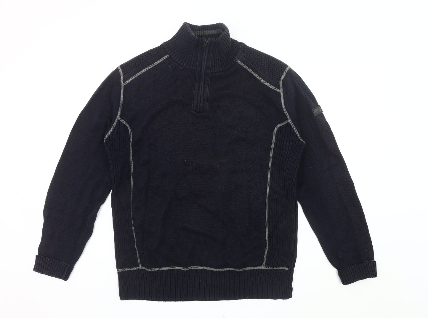 Next Mens Black High Neck 1/4 Zip Pullover Jumper Size L