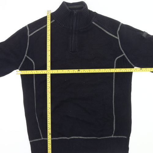 Next Mens Black High Neck 1/4 Zip Pullover Jumper Size L