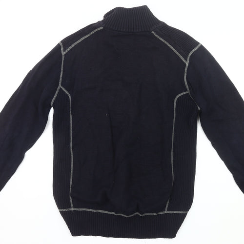 Next Mens Black High Neck 1/4 Zip Pullover Jumper Size L