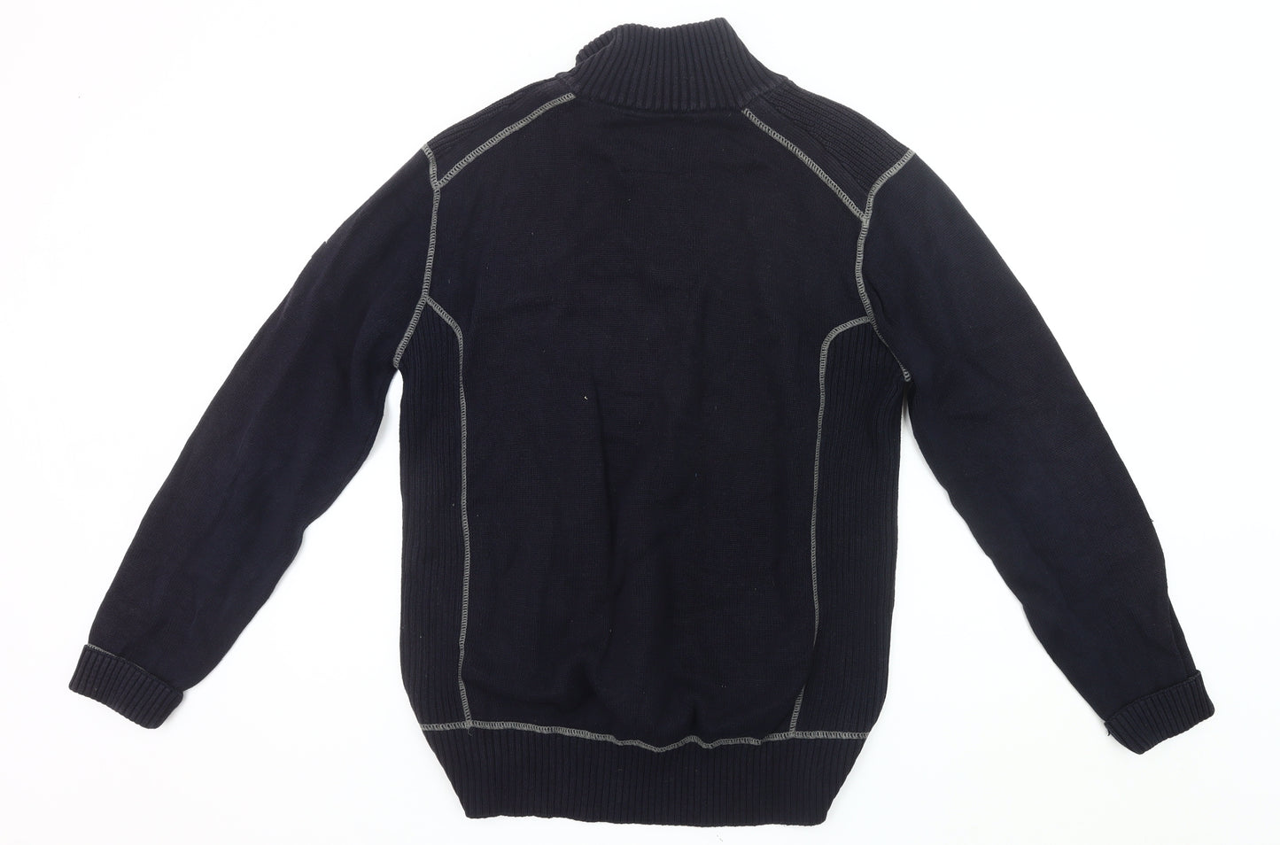 Next Mens Black High Neck 1/4 Zip Pullover Jumper Size L
