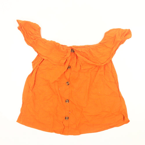 Papaya Womens Orange Off Shoulder Button Blouse Size 20