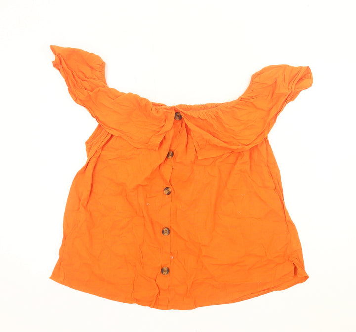 Papaya Womens Orange Off Shoulder Button Blouse Size 20