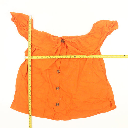 Papaya Womens Orange Off Shoulder Button Blouse Size 20