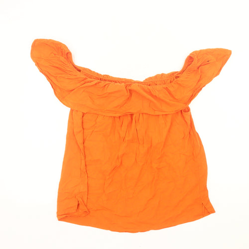 Papaya Womens Orange Off Shoulder Button Blouse Size 20