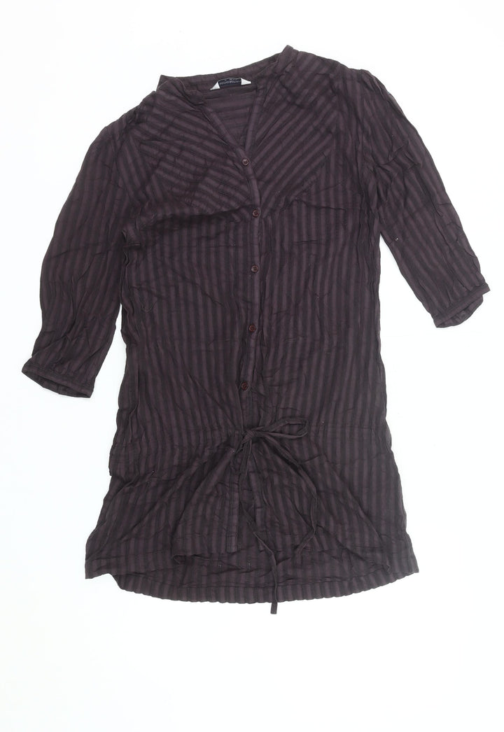 Atmosphere Women’s Brown Striped Tunic Blouse Size 10 V-Neck