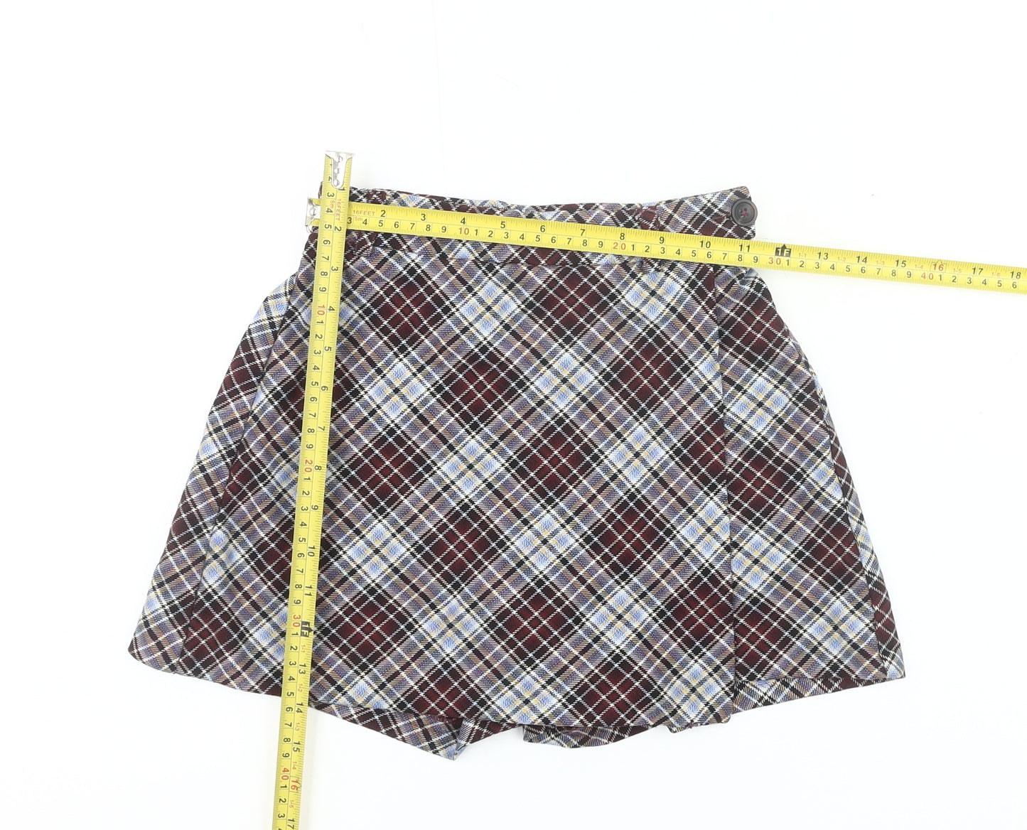 Zara Girls Multicoloured Plaid Pleated Skort 11-12 Years School Casual