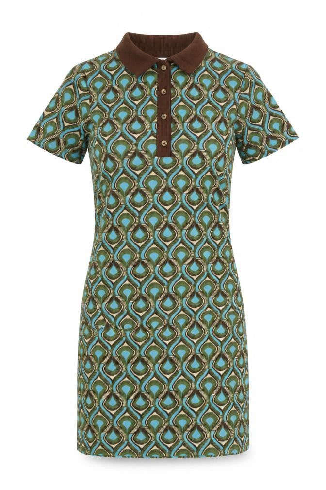 Front view of Primark Women’s Multicoloured Geometric Collared Shirt Dress, size UK 4