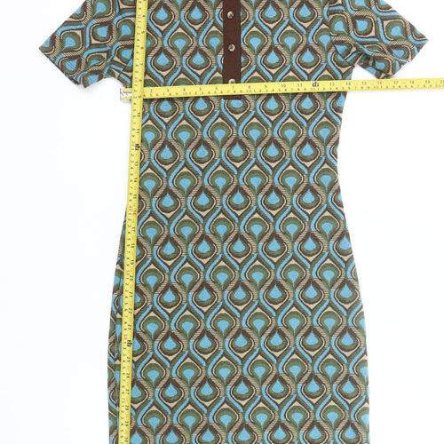 Primark Women’s Multicoloured Geometric Collared Shirt Dress Size 4