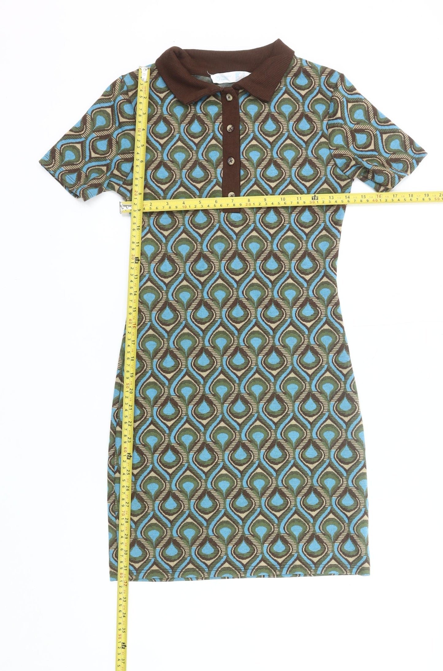 Primark Women’s Multicoloured Geometric Collared Shirt Dress Size 4