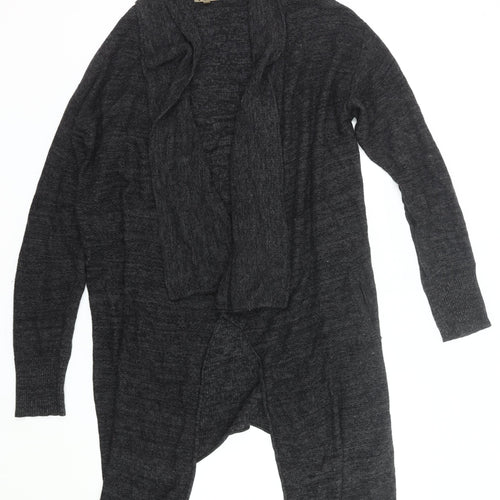Jigsaw Womens Black Wool Blend Long Sleeve Open Front Cardigan M