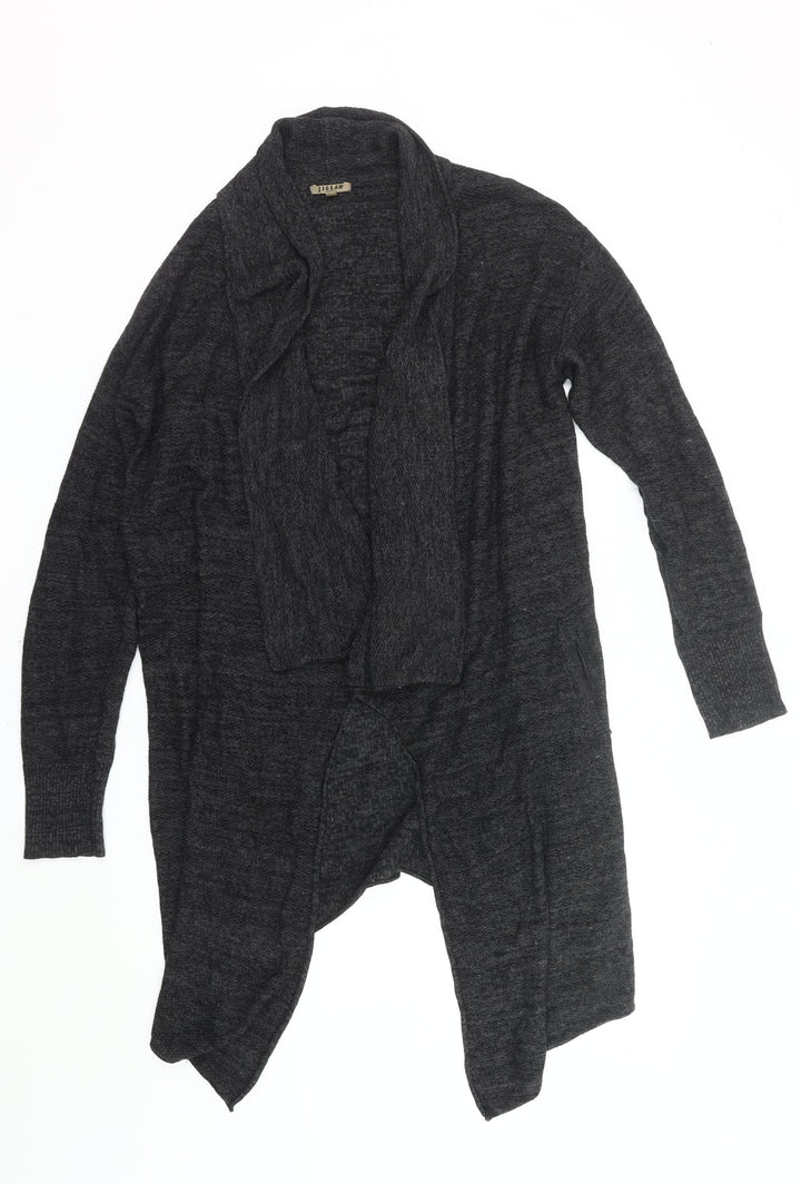 Jigsaw Womens Black Wool Blend Long Sleeve Open Front Cardigan M