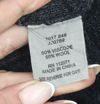 Jigsaw Womens Black Wool Blend Long Sleeve Open Front Cardigan M