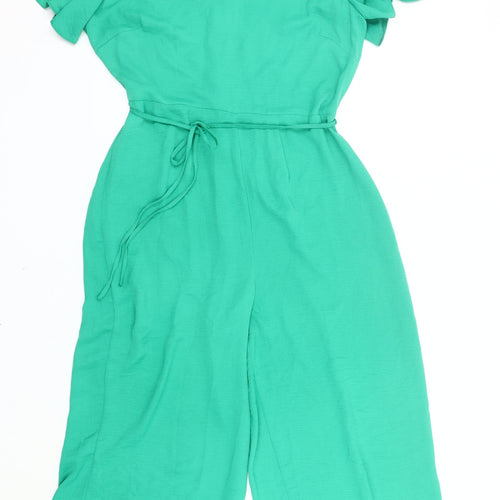 George Women’s Green Jumpsuit Size 12 Wide-Leg Short Sleeve