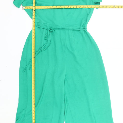 George Women’s Green Jumpsuit Size 12 Wide-Leg Short Sleeve