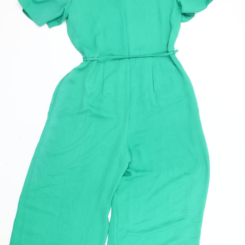 George Women’s Green Jumpsuit Size 12 Wide-Leg Short Sleeve