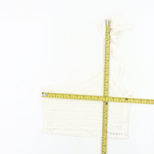 Pull&Bear Women’s White Crochet Cotton Tank Top S Boho Festival