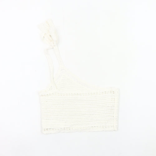 Pull&Bear Women’s White Crochet Cotton Tank Top S Boho Festival