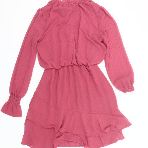 Badgley Mischka Women’s Pink Ruffle Blouson Short Dress Size S