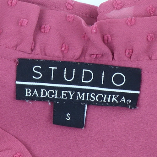 Badgley Mischka Women’s Pink Ruffle Blouson Short Dress Size S