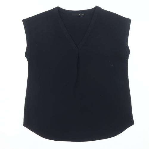 Ro & De Womens Black L Blouse Sleeveless V-Neck Work Top