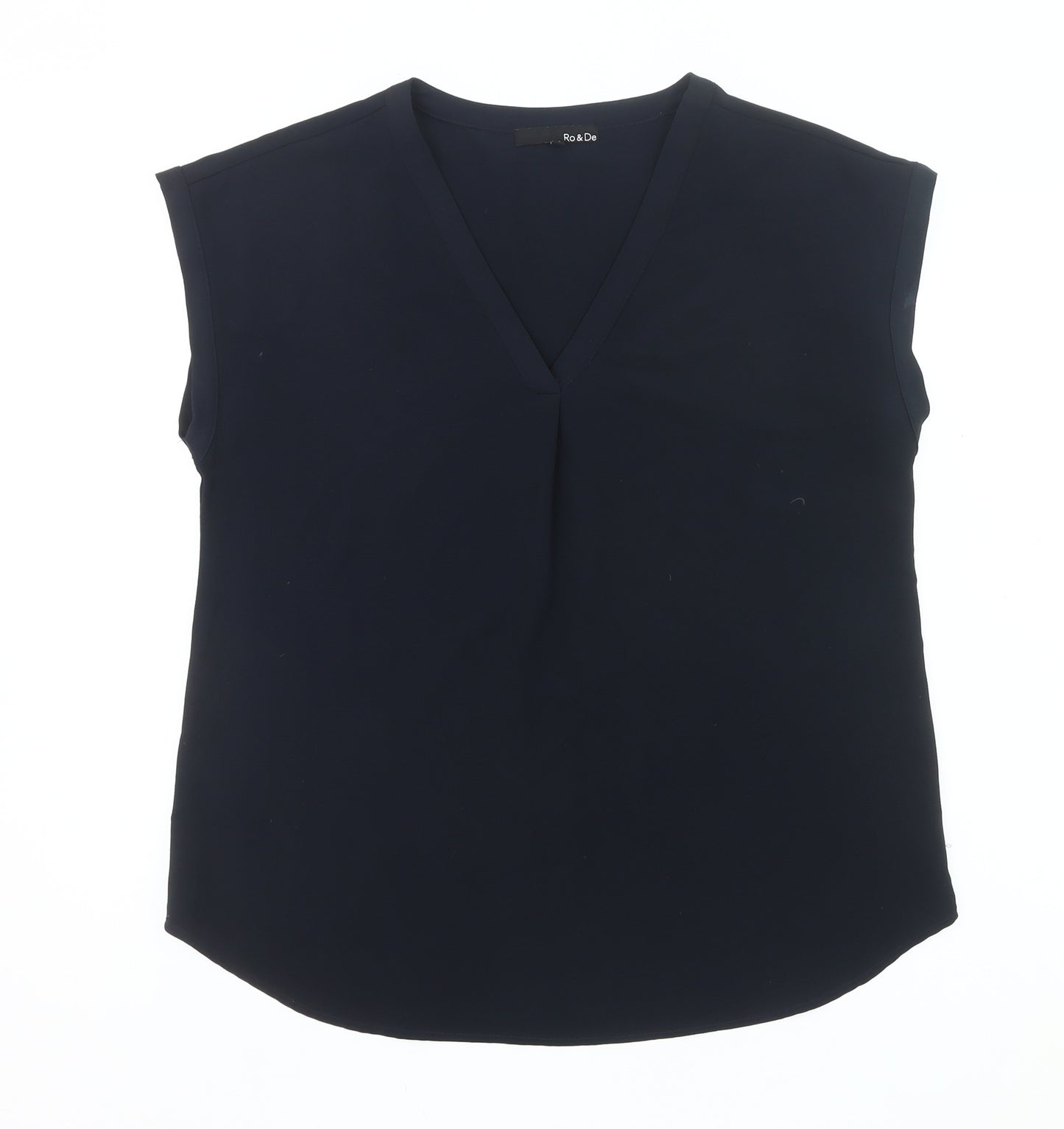 Ro & De Womens Black L Blouse Sleeveless V-Neck Work Top