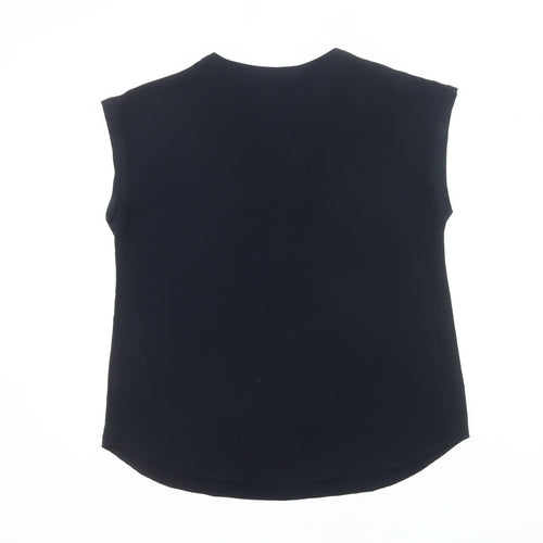 Ro & De Womens Black L Blouse Sleeveless V-Neck Work Top