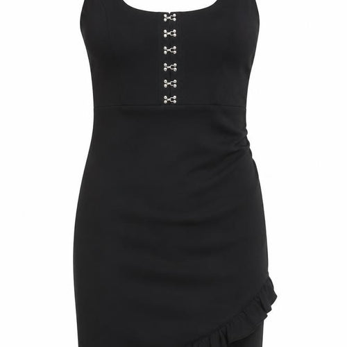 Little Mistress Women’s Black Bodycon Dress UK 8 Ruffle Trim Partywear