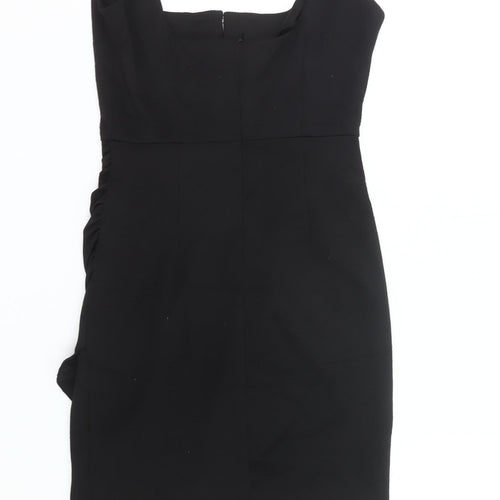 Little Mistress Women’s Black Bodycon Dress UK 8 Ruffle Trim Partywear