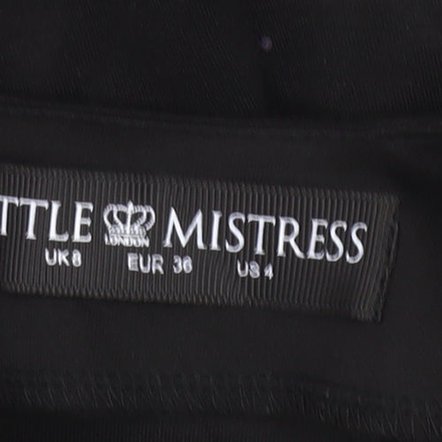 Little Mistress Women’s Black Bodycon Dress UK 8 Ruffle Trim Partywear