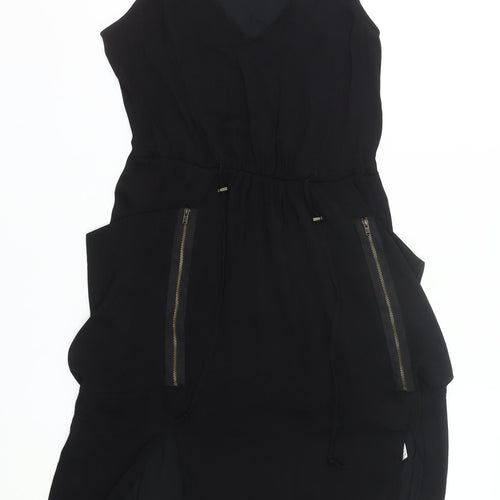 River Island Women's Black Size 10 Slip Dress with Zip Detail