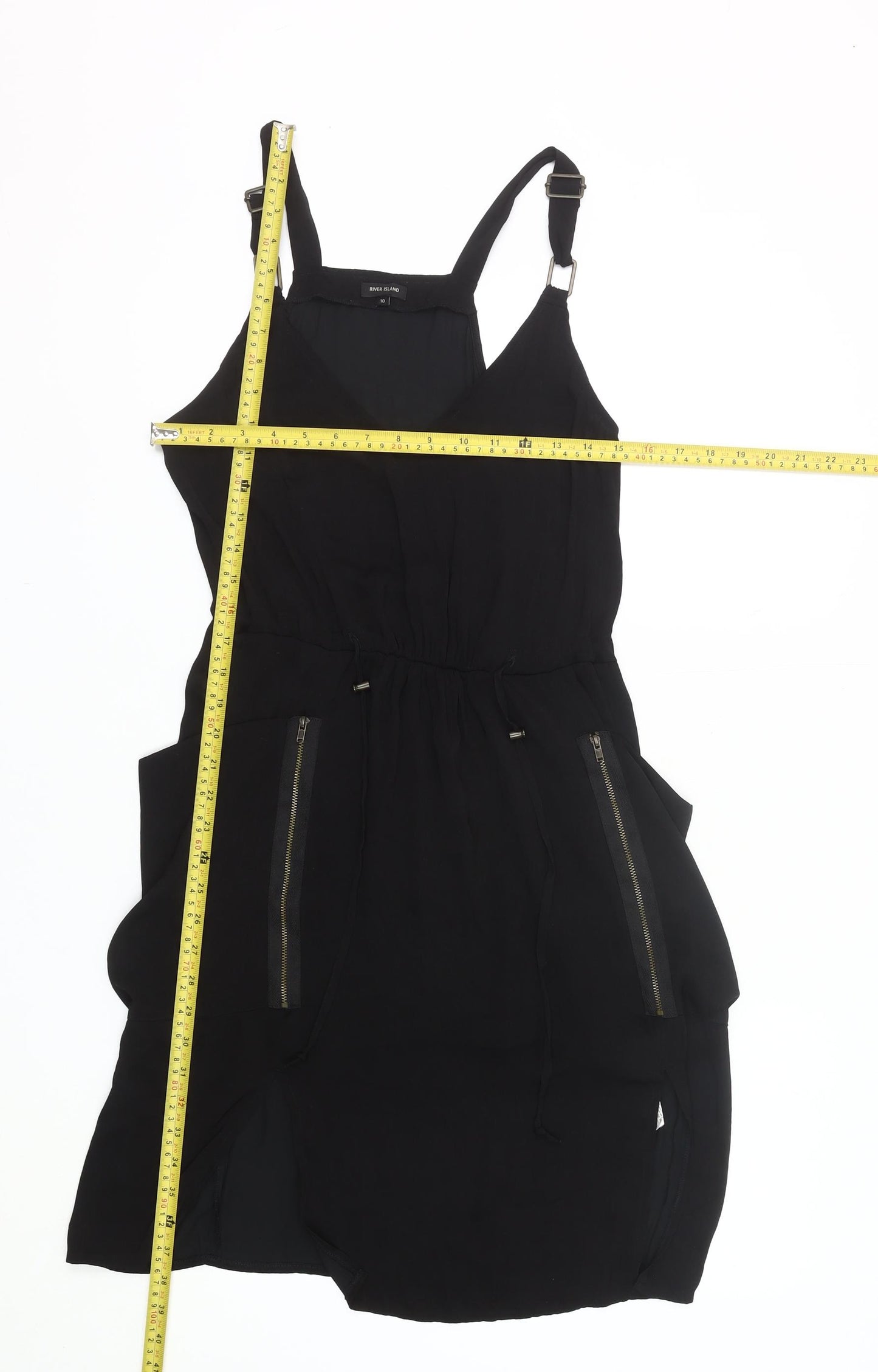 River Island Women's Black Size 10 Slip Dress with Zip Detail